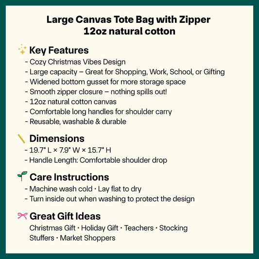 π #ChristmasVibes Holiday Aesthetic Tote Bag - Large Zipper Tote