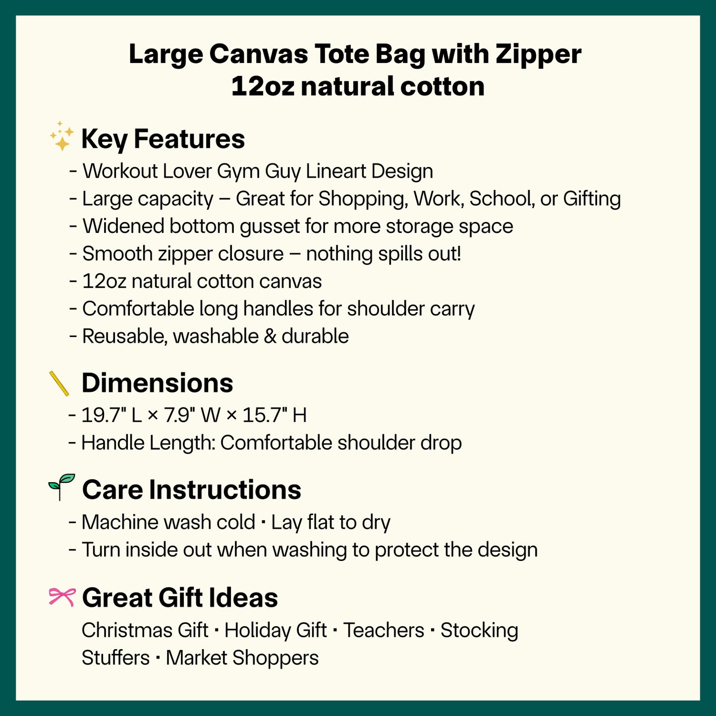 Gym Workout Tote Bag – Fitness Line Art Canvas Tote, Workout Lover Gift, Minimalist Fitness Bag