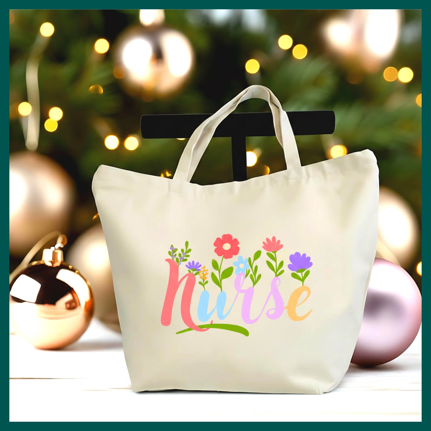Nurse Tote Bag – Floral Nurse Canvas Tote, Healthcare Worker Gift, Appreciation Gift for Nurses