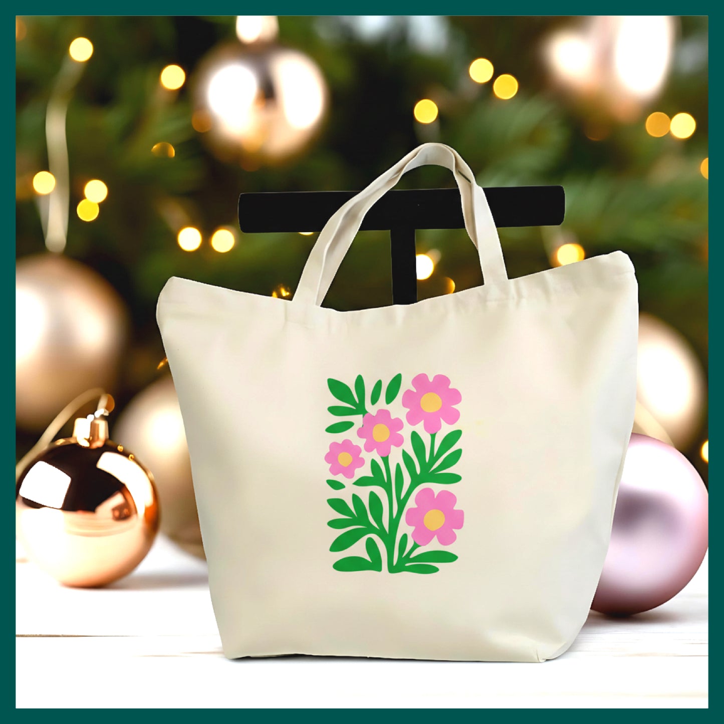 Pink Floral Tote Bag – Bold Flower Canvas Bag, Botanical Carryall, Gift for Garden Lovers