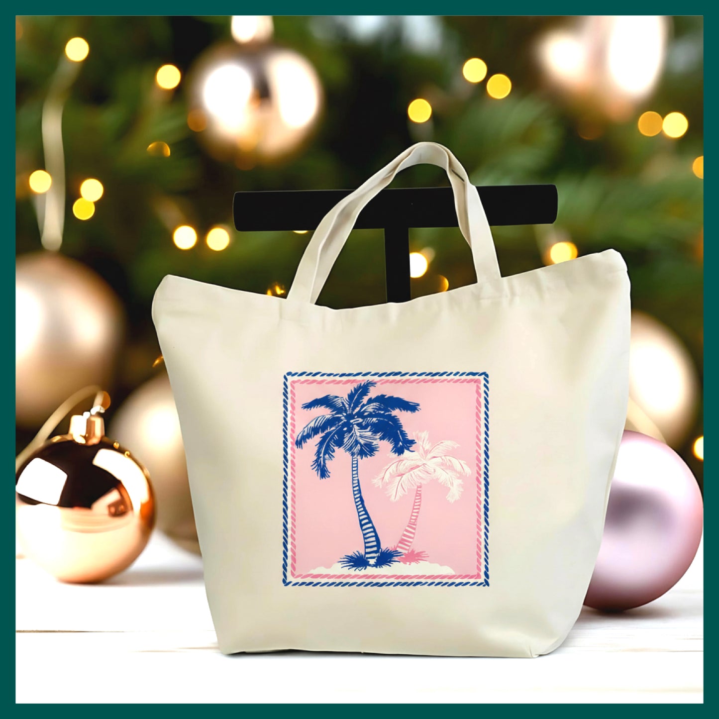 Tropical Palm Tote Bag – Beach Sunset Canvas Tote, Summer Vacation Bag, Coastal Aesthetic Tote