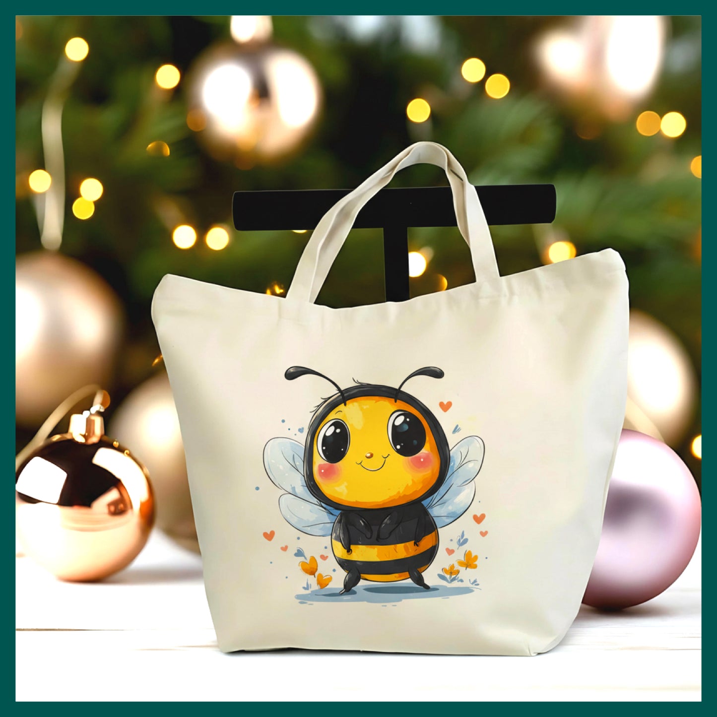 Cute Honey Bee Tote Bag – Bumble Bee Canvas Tote, Nature Lover Gift, Cottagecore Aesthetic Bag