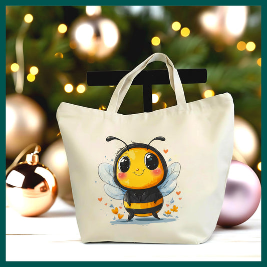Cute Honey Bee Tote Bag – Bumble Bee Canvas Tote, Nature Lover Gift, Cottagecore Aesthetic Bag
