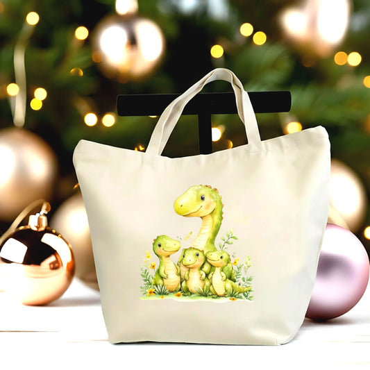 🦕💚 Dino Mama & Baby Tote Bag – Cute Mother’s Day Gift for Moms | Dinosaur Family Tote