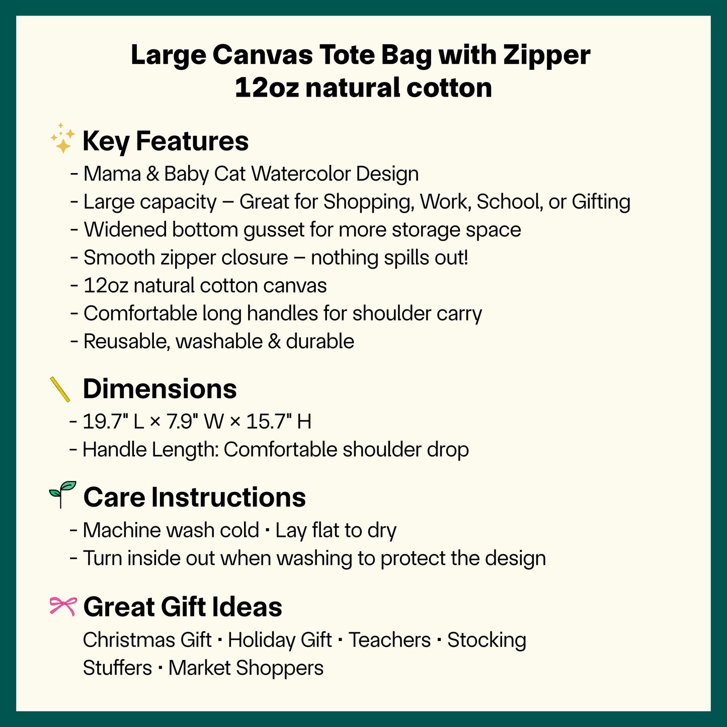 🐱 Watercolor Mama & Baby Cat Tote Bag – Cute Mother’s Day Gift for Cat Moms