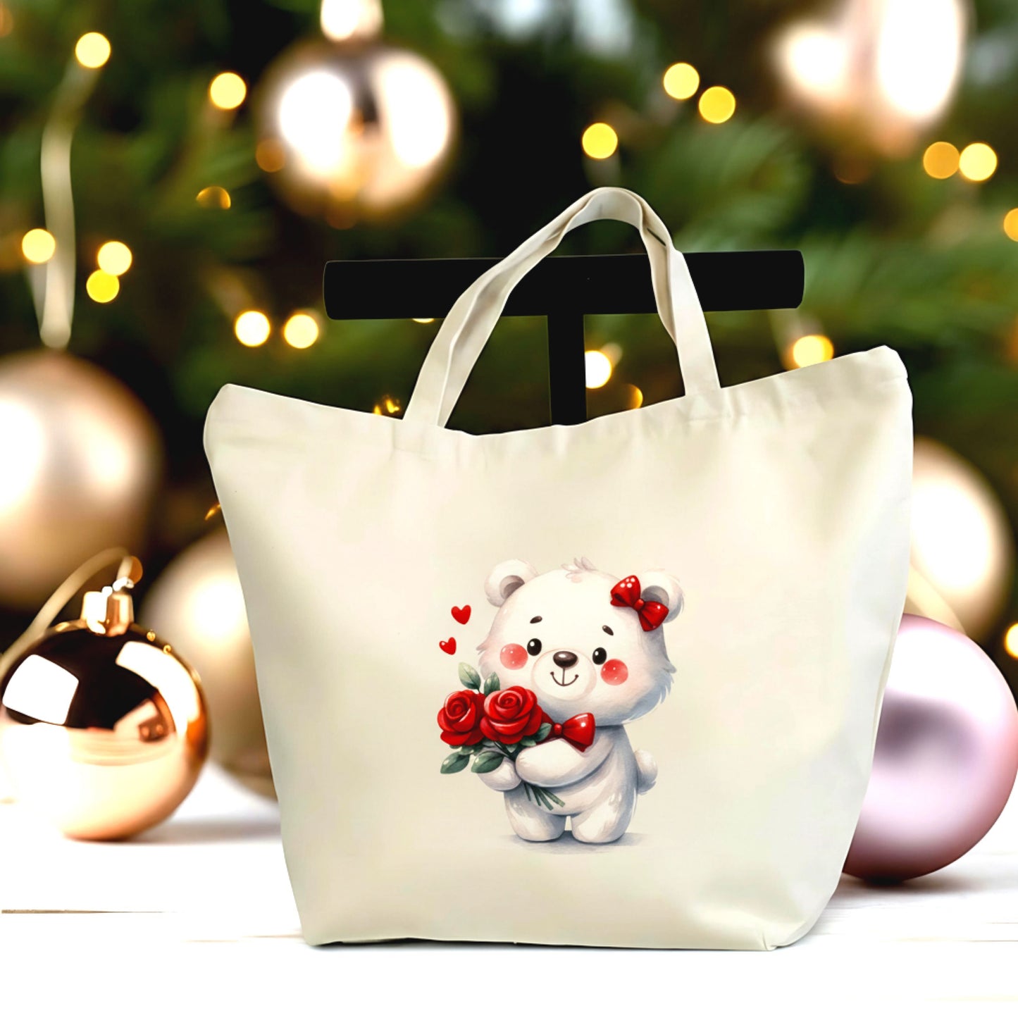 🧸 💕 “Love You Beary Much Tote Bag – Cute Bear Canvas Tote”