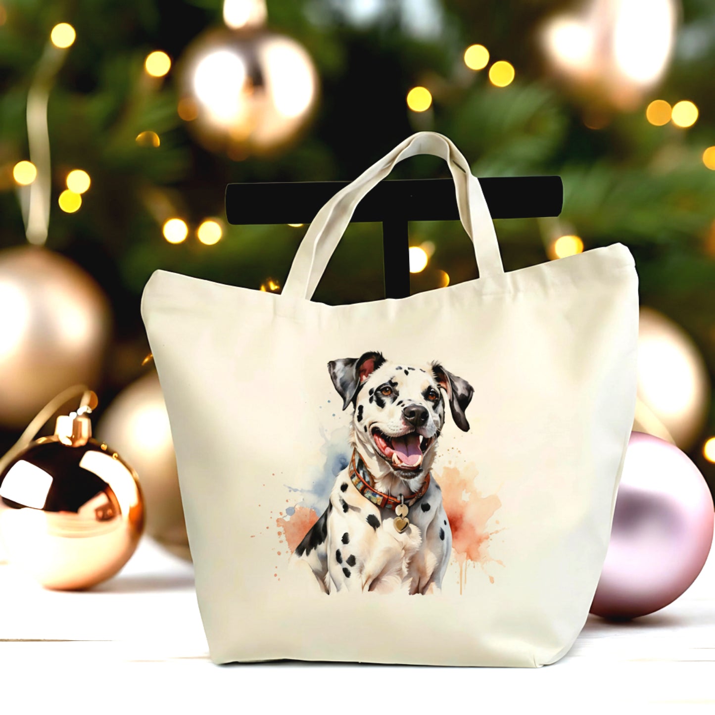 Dalmatian Dog Lover Canvas Tote Bag – Watercolor Dog Art Large Shopper – Pet Parent Gift – Everyday Tote