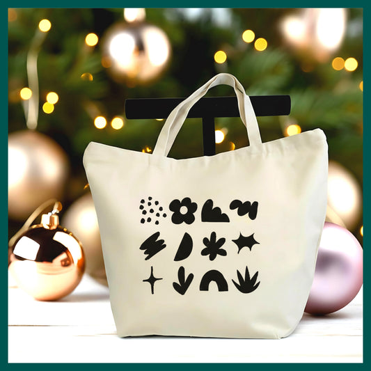 Modern Abstract Tote Bag – Minimalist Shapes Canvas Tote, Artistic Aesthetic Bag, Trendy Graphic Tote