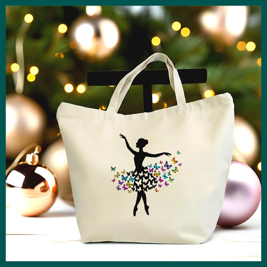 Graceful Ballerina Dancer Canvas Tote Bag, Dance Lover Gift, Artistic Dance Bag