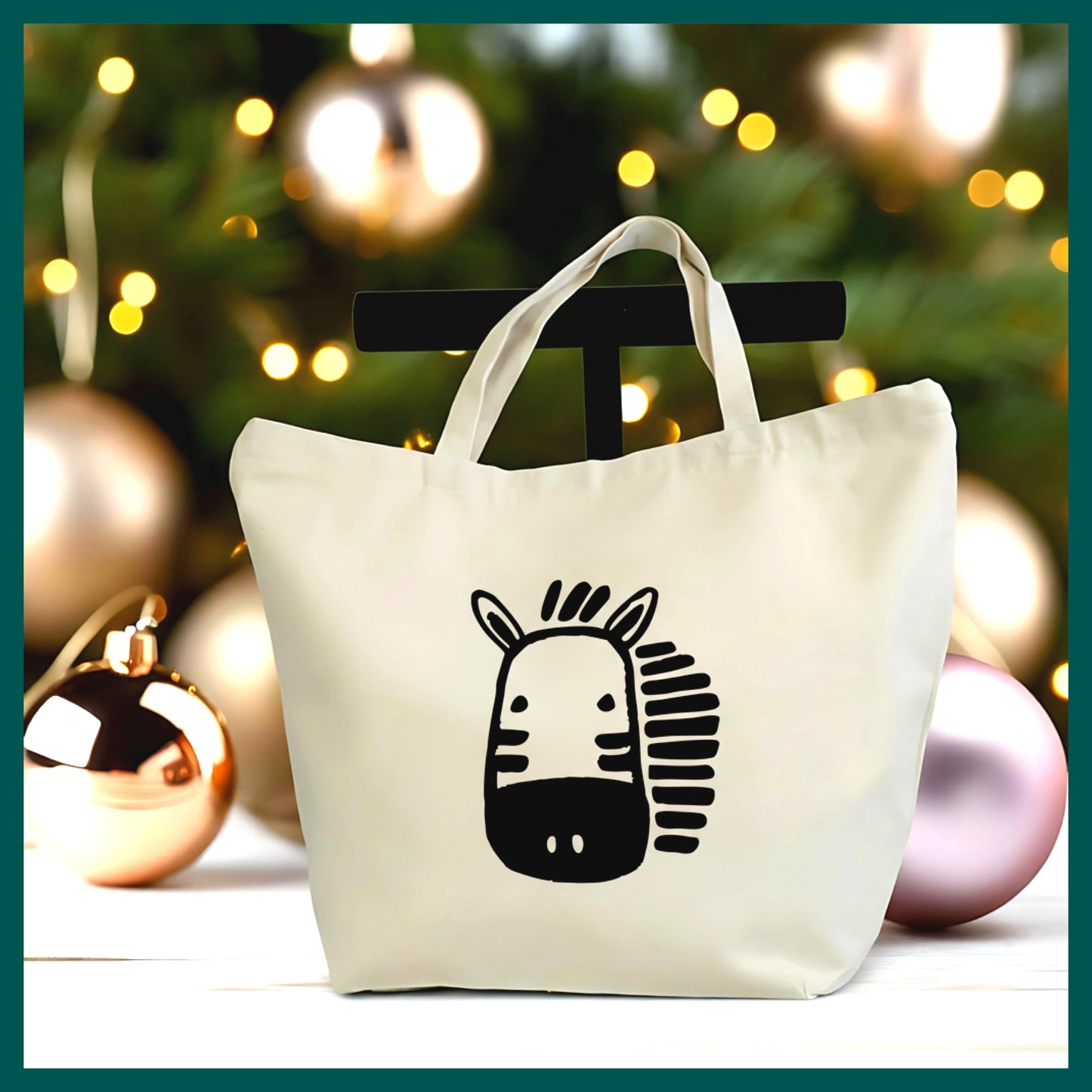 Cute Zebra Tote Bag – Minimal Animal Face Canvas Tote, Safari Style Bag, Animal Lover Gift